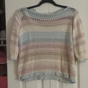 Striped Pastel vintage Knit Sweater handmade